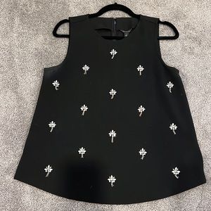 Ann Taylor Navy Jeweled Tank